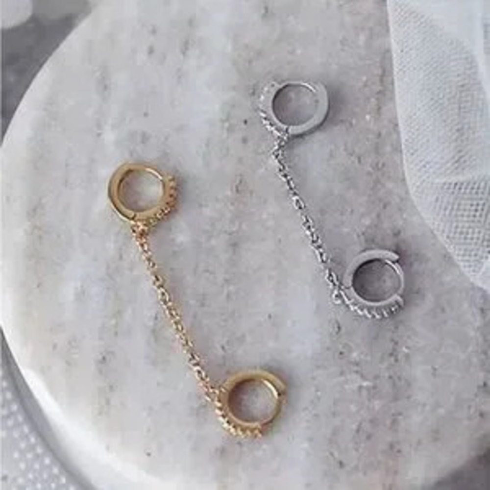 Kate Spade Elegant Silver Chain Hoop Earrings Gift Minimalist - Picture 4 of 4